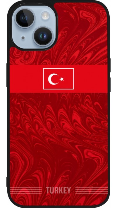 Coque iPhone 15 - Silicone rigide noir Maillot de football Turquie 2026 personnalisable