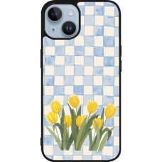 iPhone 15 Case Hülle - Silikon schwarz Blue vichy tulips Spring 2026