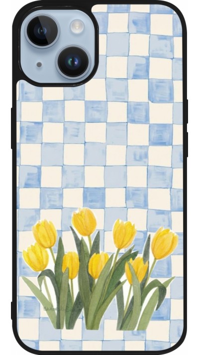 iPhone 15 Case Hülle - Silikon schwarz Blue vichy tulips Spring 2026