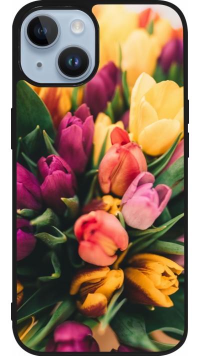 iPhone 15 Case Hülle - Silikon schwarz Bouquet of tulips Spring 2026