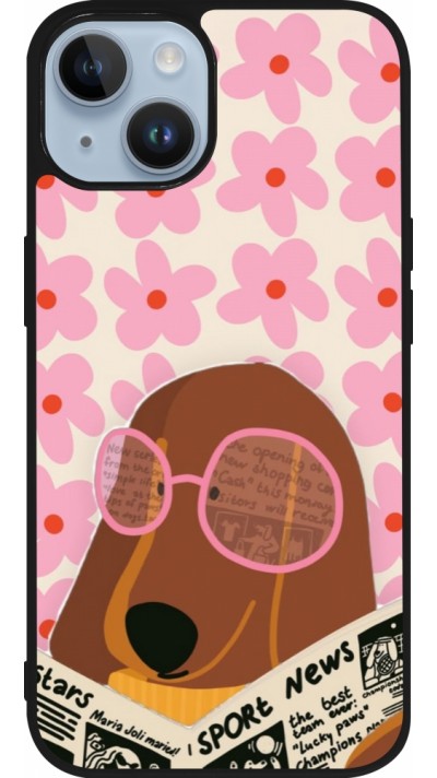 iPhone 15 Case Hülle - Silikon schwarz Dog with newspaper Spring 2026
