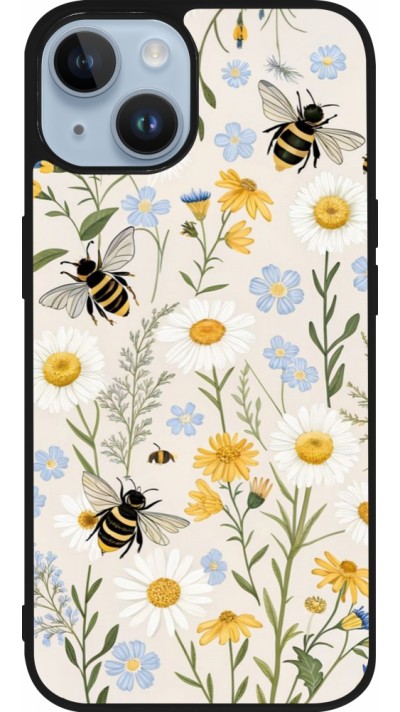 iPhone 15 Case Hülle - Silikon schwarz Pattern bees Spring 2026