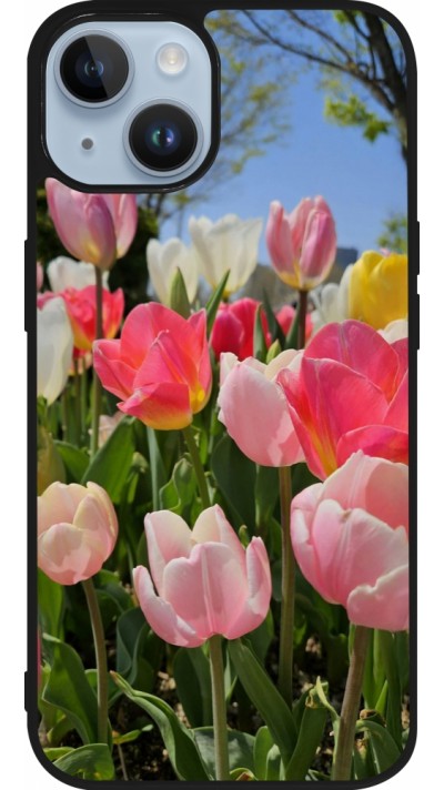 iPhone 15 Case Hülle - Silikon schwarz Tulips Spring 2026