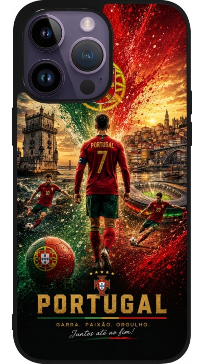 iPhone 15 Pro Max Case Hülle - Silikon schwarz Fussball Portugal splash 2026