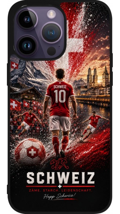 iPhone 15 Pro Max Case Hülle - Silikon schwarz Fussball Schweiz splash 2026