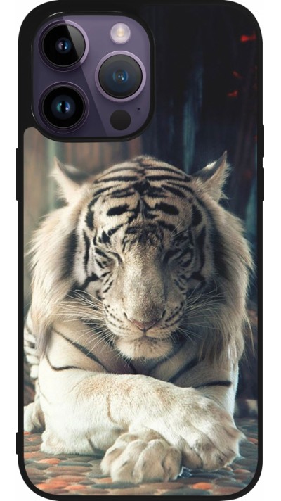 iPhone 15 Pro Max Case Hülle - Silikon schwarz Zen Tiger