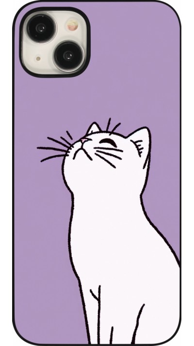 Coque iPhone 15 Plus - Chat sur fond violet