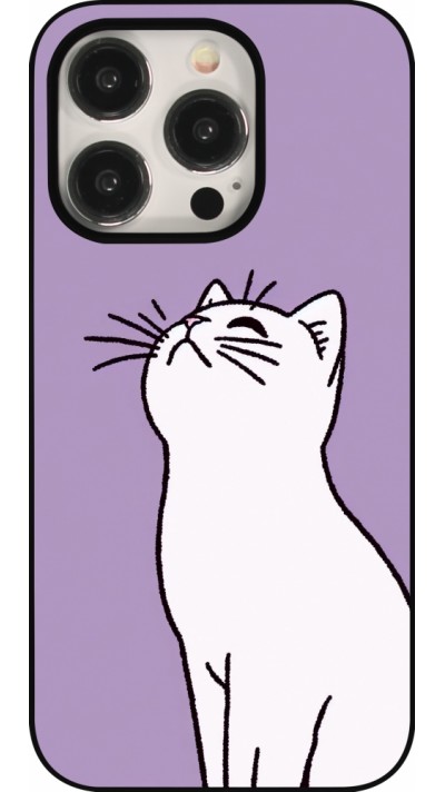 Coque iPhone 15 Pro - Chat sur fond violet