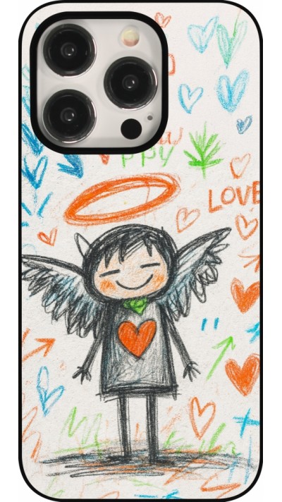 Coque iPhone 15 Pro - Little Angel Sketch Love