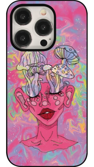 Coque iPhone 15 Pro - Psychedelic pink mushroom