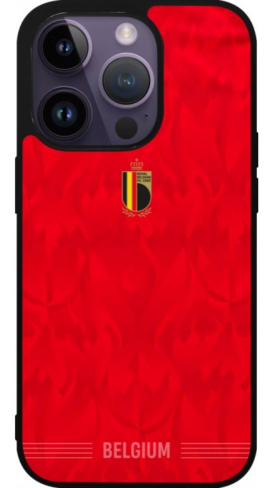 Coque iPhone 15 Pro - Silicone rigide noir Maillot de football Belgique 2026 personnalisable