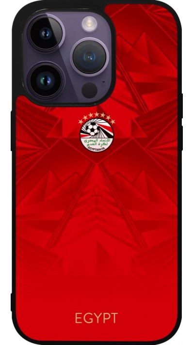 Coque iPhone 15 Pro - Silicone rigide noir Maillot de football Égypte 2026 personnalisable
