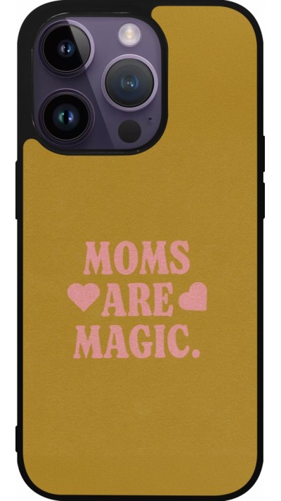 Coque iPhone 15 Pro - Silicone rigide noir Mom 2026 Are Magic