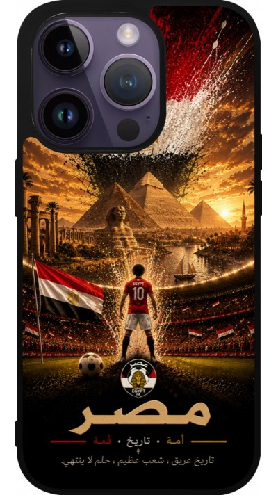 Coque iPhone 15 Pro - Silicone rigide noir Football Égypte splash 2026