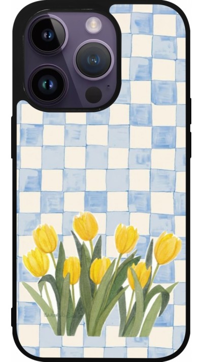 iPhone 15 Pro Case Hülle - Silikon schwarz Blue vichy tulips Spring 2026