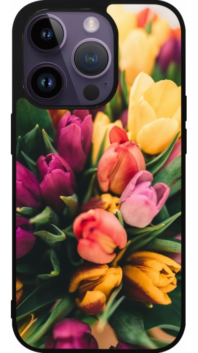 iPhone 15 Pro Case Hülle - Silikon schwarz Bouquet of tulips Spring 2026
