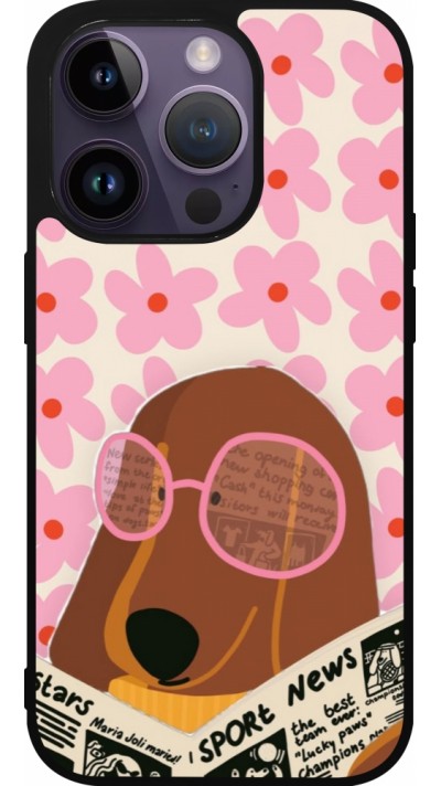 iPhone 15 Pro Case Hülle - Silikon schwarz Dog with newspaper Spring 2026