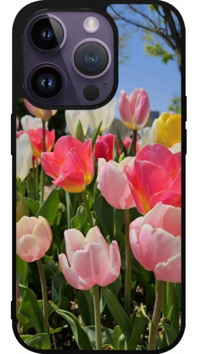 iPhone 15 Pro Case Hülle - Silikon schwarz Tulips Spring 2026