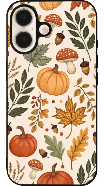 Coque iPhone 16 - Silicone rigide noir Autumn 25 Autumn pattern