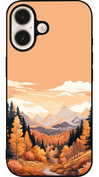 Coque iPhone 16 - Silicone rigide noir Autumn 25 Mountains