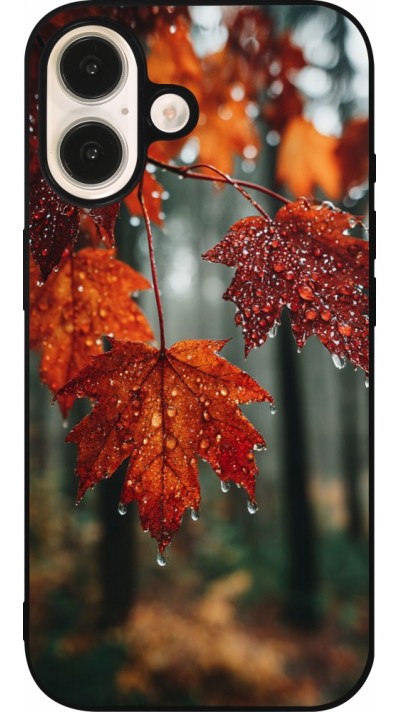 Coque iPhone 16 - Silicone rigide noir Autumn 25 Rain
