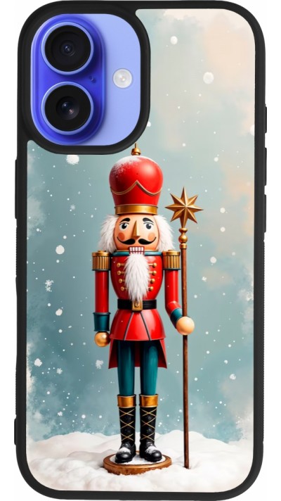 iPhone 16 Case Hülle - Silikon schwarz Christmas 25 Nutcracker Snow