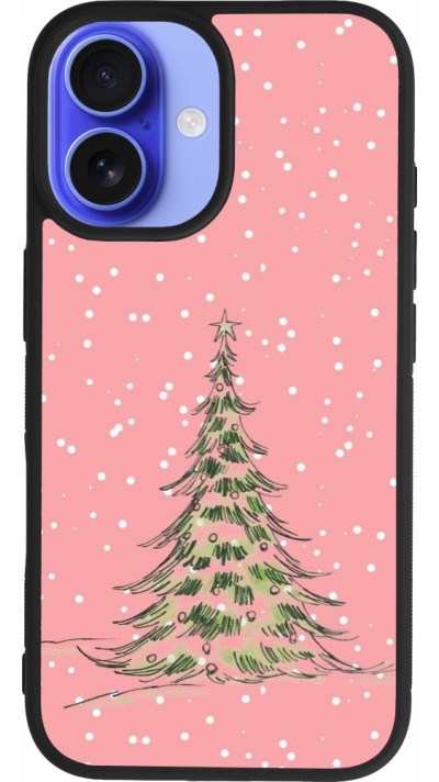 iPhone 16 Case Hülle - Silikon schwarz Christmas 25 Pink Tree