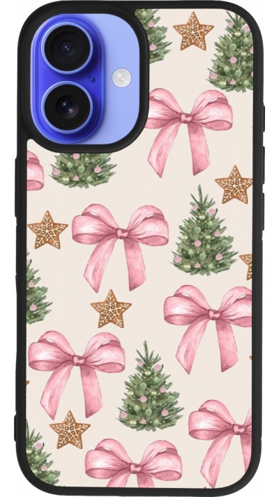iPhone 16 Case Hülle - Silikon schwarz Christmas 25 Vintage Ribbons