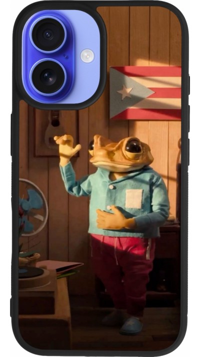 iPhone 16 Case Hülle - Silikon schwarz Dancing frog DTMF