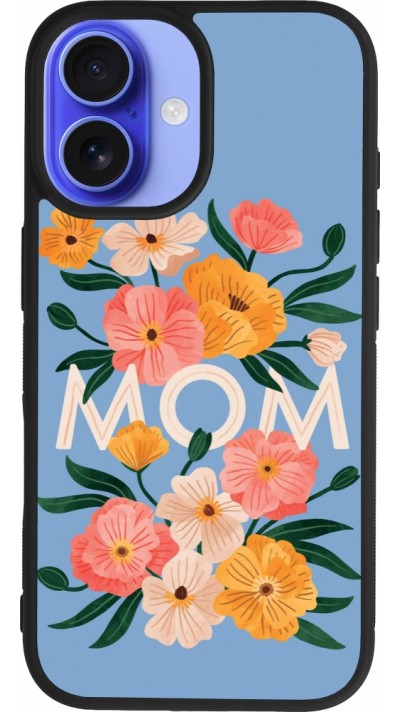 iPhone 16 Case Hülle - Silikon schwarz Mom 2026 Flowers