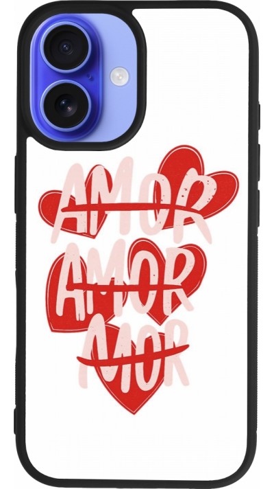 Coque iPhone 16 - Silicone rigide noir Saint Valentines Day 26 Amor