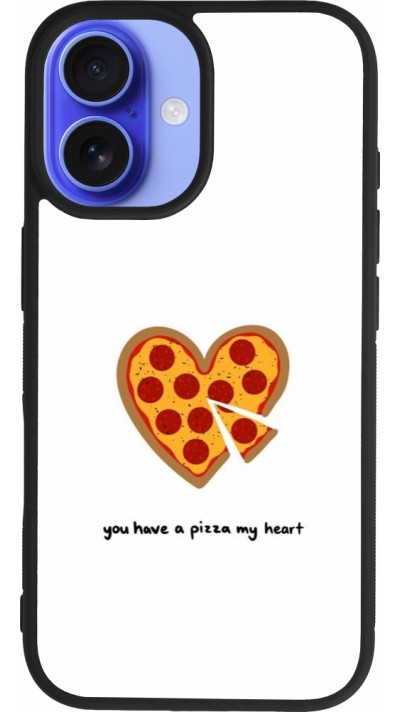 Coque iPhone 16 - Silicone rigide noir Saint Valentines Day 26 You have my pizza heart