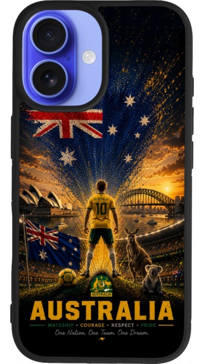 iPhone 16 Case Hülle - Silikon schwarz Fussball Australien splash 2026