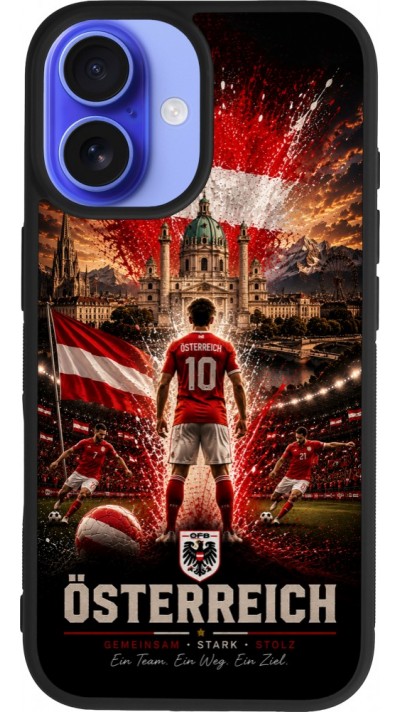 iPhone 16 Case Hülle - Silikon schwarz Fussball Österreich splash 2026