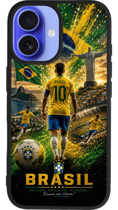 iPhone 16 Case Hülle - Silikon schwarz Fussball Brasilien splash 2026