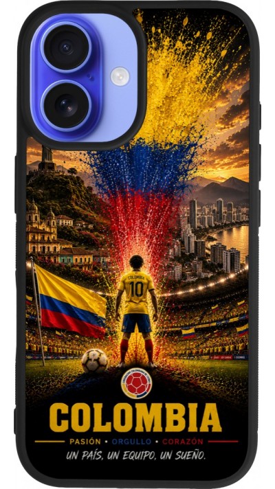 iPhone 16 Case Hülle - Silikon schwarz Fussball Kolumbien splash 2026