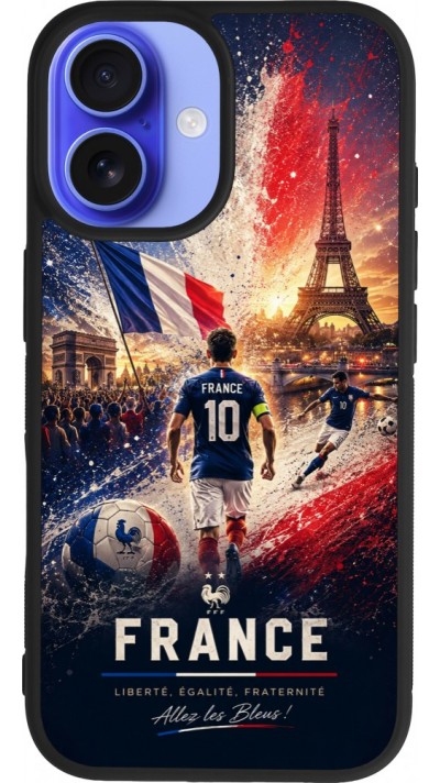 iPhone 16 Case Hülle - Silikon schwarz Fussball Frankreich splash 2026