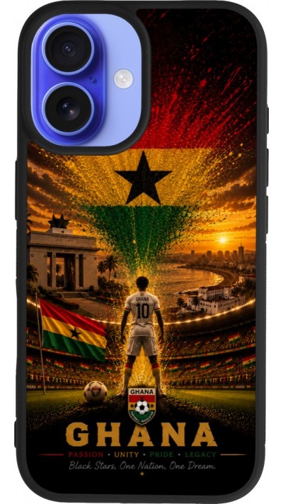 iPhone 16 Case Hülle - Silikon schwarz Fussball Ghana splash 2026