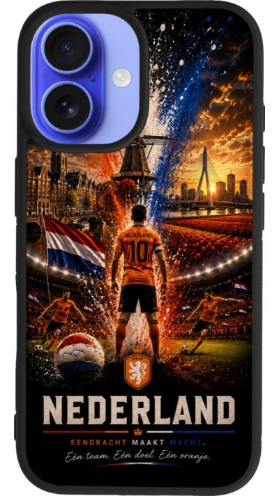 iPhone 16 Case Hülle - Silikon schwarz Fussball Niederlande splash 2026