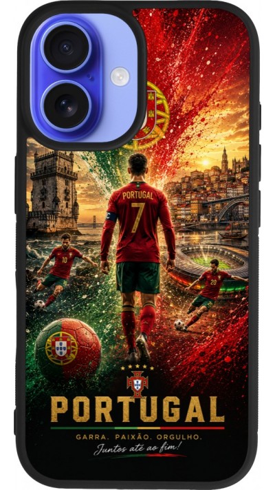 iPhone 16 Case Hülle - Silikon schwarz Fussball Portugal splash 2026