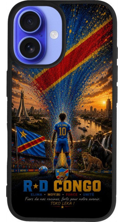 iPhone 16 Case Hülle - Silikon schwarz Fussball Demokratische Republik Kongo splash 2026