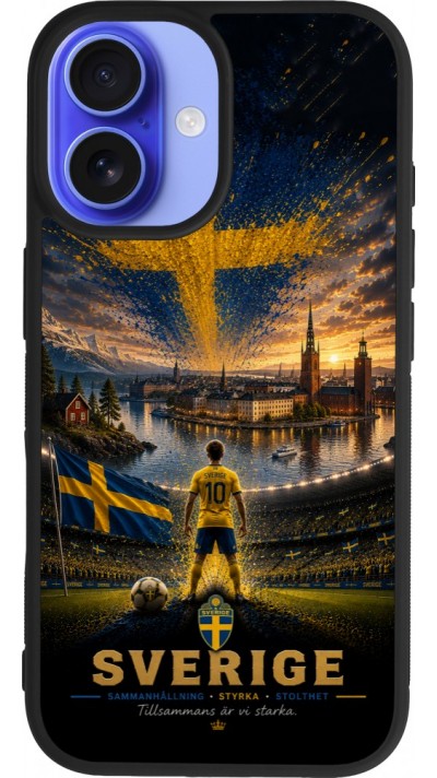 iPhone 16 Case Hülle - Silikon schwarz Fussball Schweden splash 2026