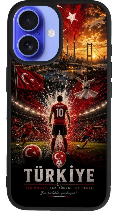 iPhone 16 Case Hülle - Silikon schwarz Fussball Türkei splash 2026