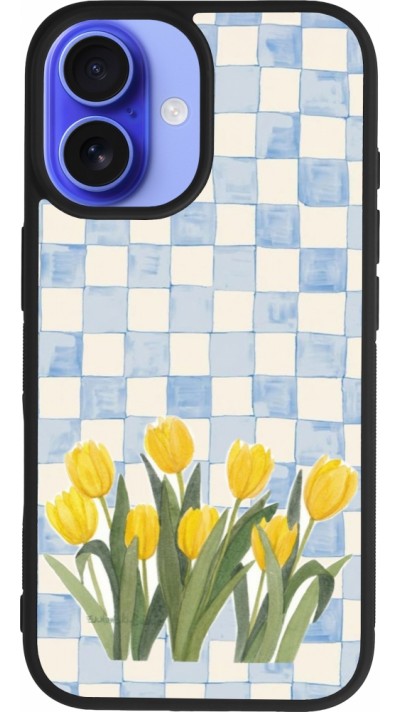 iPhone 16 Case Hülle - Silikon schwarz Blue vichy tulips Spring 2026