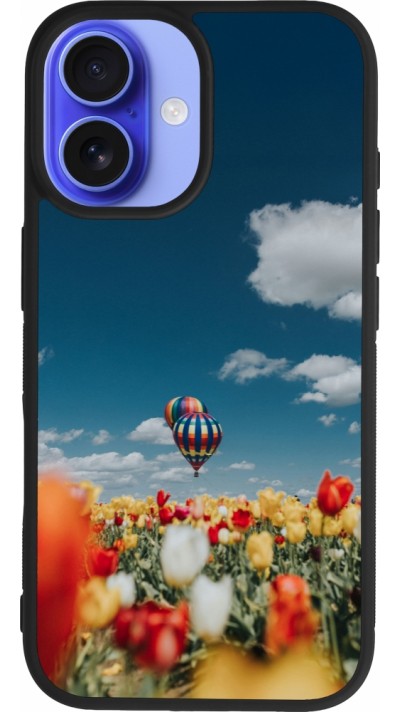 iPhone 16 Case Hülle - Silikon schwarz Hot air balloon Spring 2026