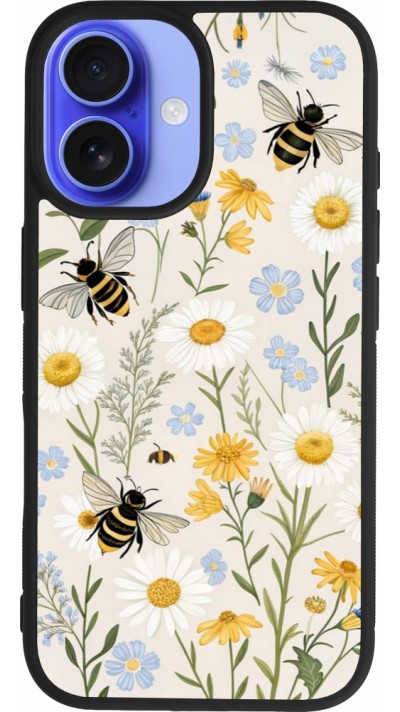 iPhone 16 Case Hülle - Silikon schwarz Pattern bees Spring 2026