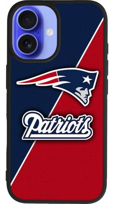 Coque iPhone 16 - Silicone rigide noir Super Bowl 26 Patriots 1