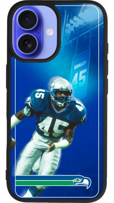 Coque iPhone 16 - Silicone rigide noir Super Bowl 26 Seattle 1