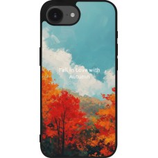 Coque iPhone 16e - Silicone rigide noir Autumn 25 Fall in love