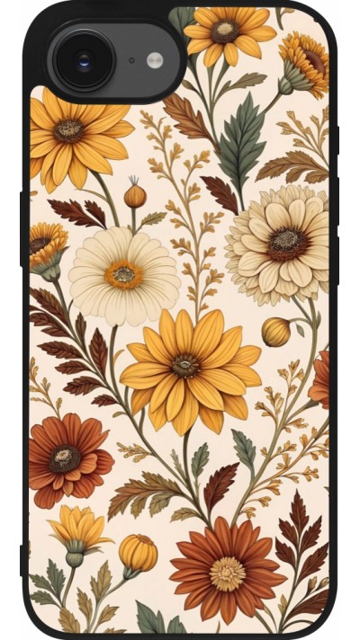 Coque iPhone 16e - Silicone rigide noir Autumn 25 Flower pattern